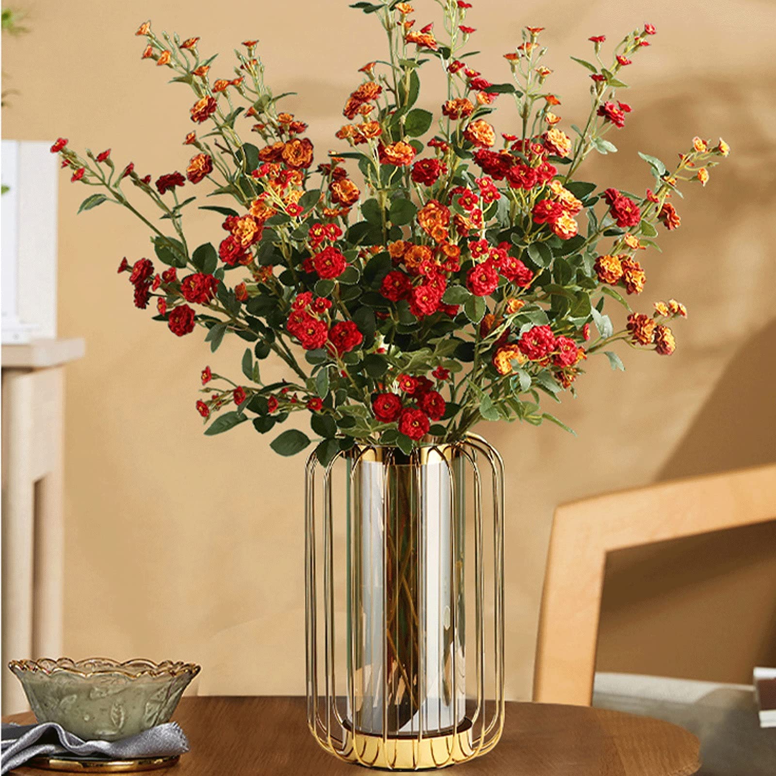 造花と花瓶 Amazon.co.jp: 造花 屋内 25.59インチ 造花シルクローズブーケ、メタル