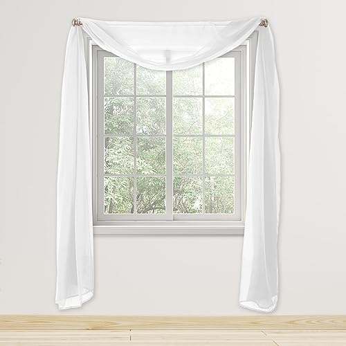 Miniatura 2 de WPM elegante cenefa tipo bufanda blanca transparente de 216pulgadas de largo