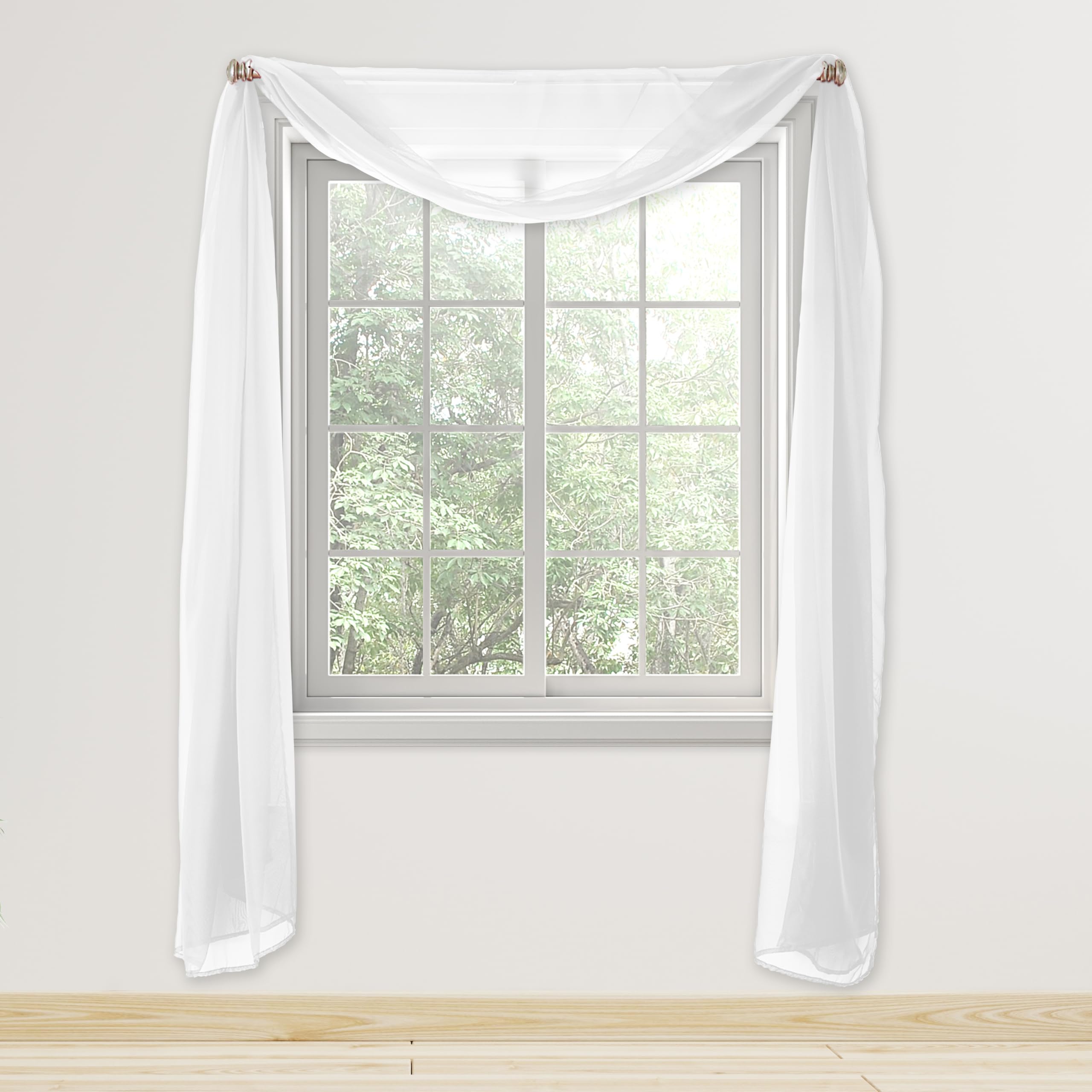 WPM Beyaz Zarafet Şeffaf Eşarp Saçaklı 96,52 cm x 548,56 cm Uzunluğunda