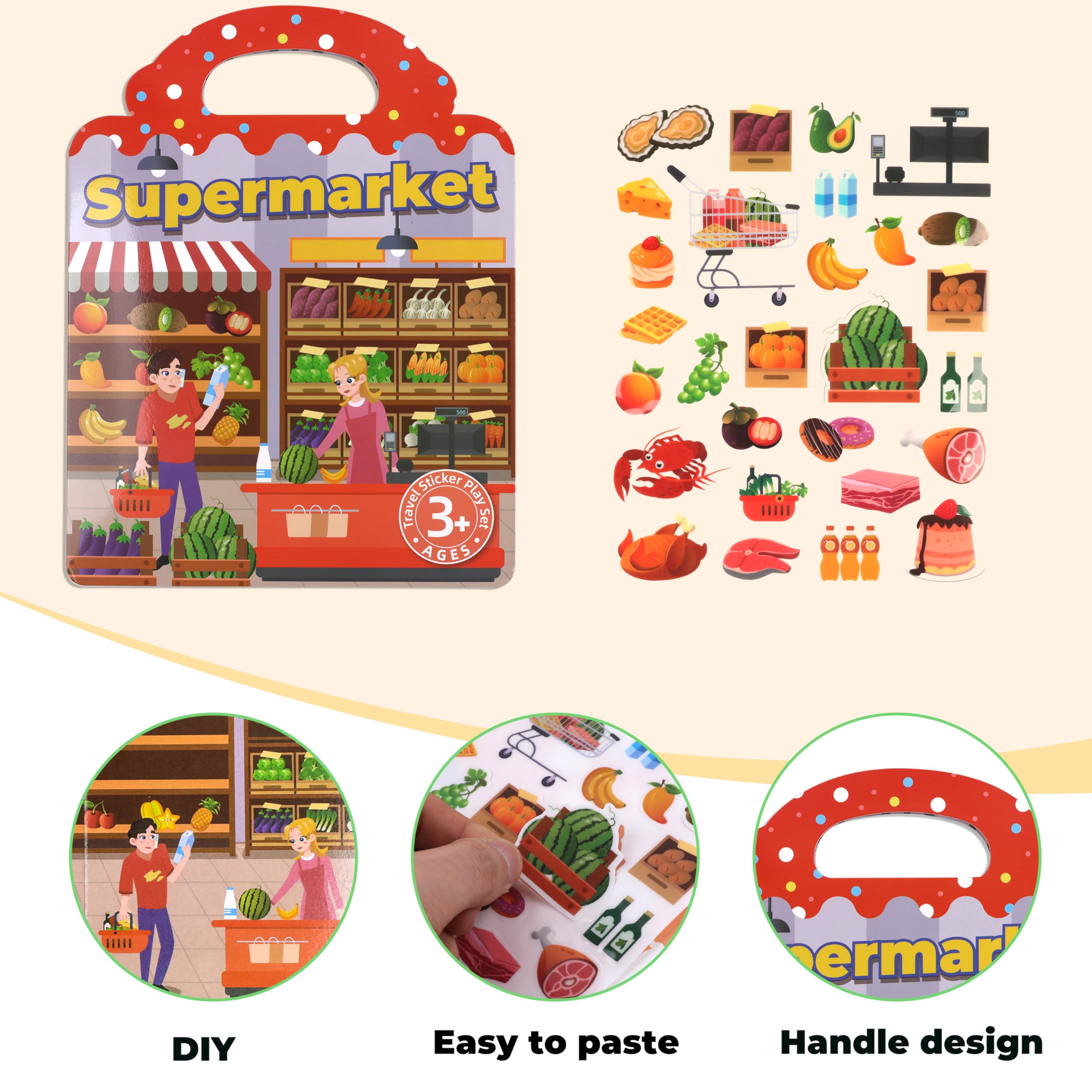 Reusable DIY Sticker Books for Kids,Sticker Books for Toddlers Bubble and Jelly,Travel Quiet Activity Toys for Kids Girls Boys Crafts Gifts — view 3