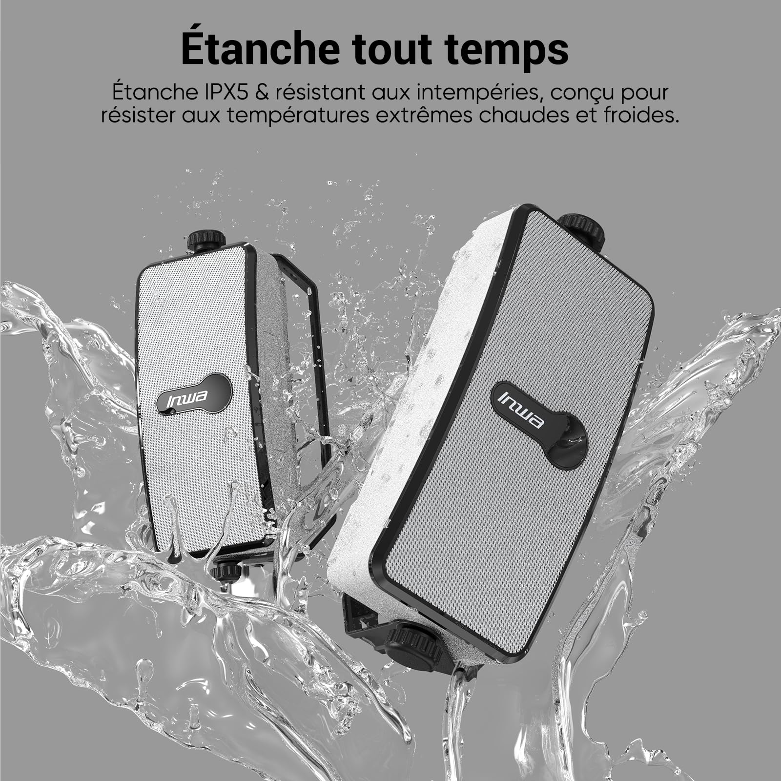Inwa 200W Enceinte Bluetooth d'Extérieur avec Auracast, Haut-Parleur Extérieur Étanche IPX5, Enceintes sans Fil avec Diffusion Audio Multi-Speaker, Enceinte Murale pour Jardin, Terrasse & Piscine