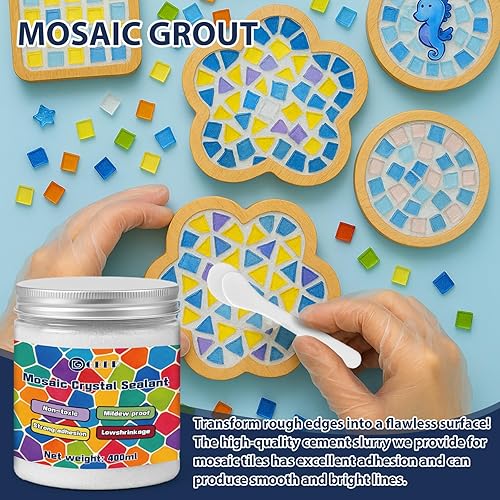 Miniatura 5 de GDDP Lechada de mosaico de cristal blanco de 14.11 oz, lechada de relleno hecha a mano, lechada de mosaico, elección perfecta para proyectos de