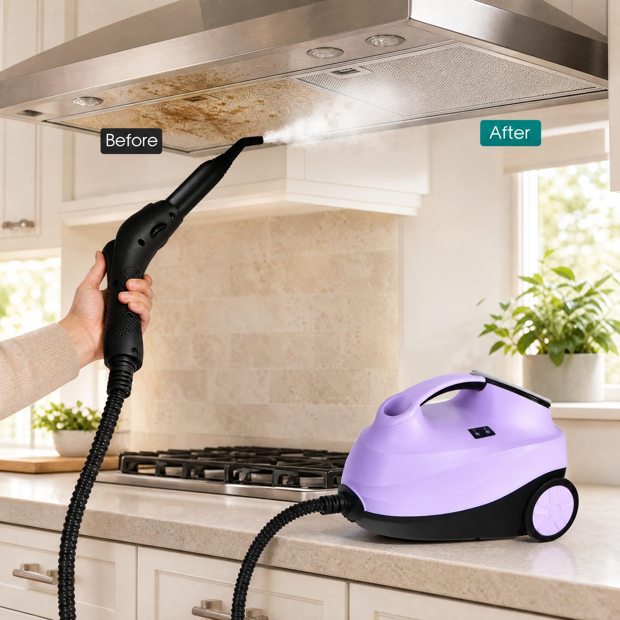 GIANTEX Pulitore a Vapore 2000W, 1,5L Serbatoio, 4 Bar, Viola