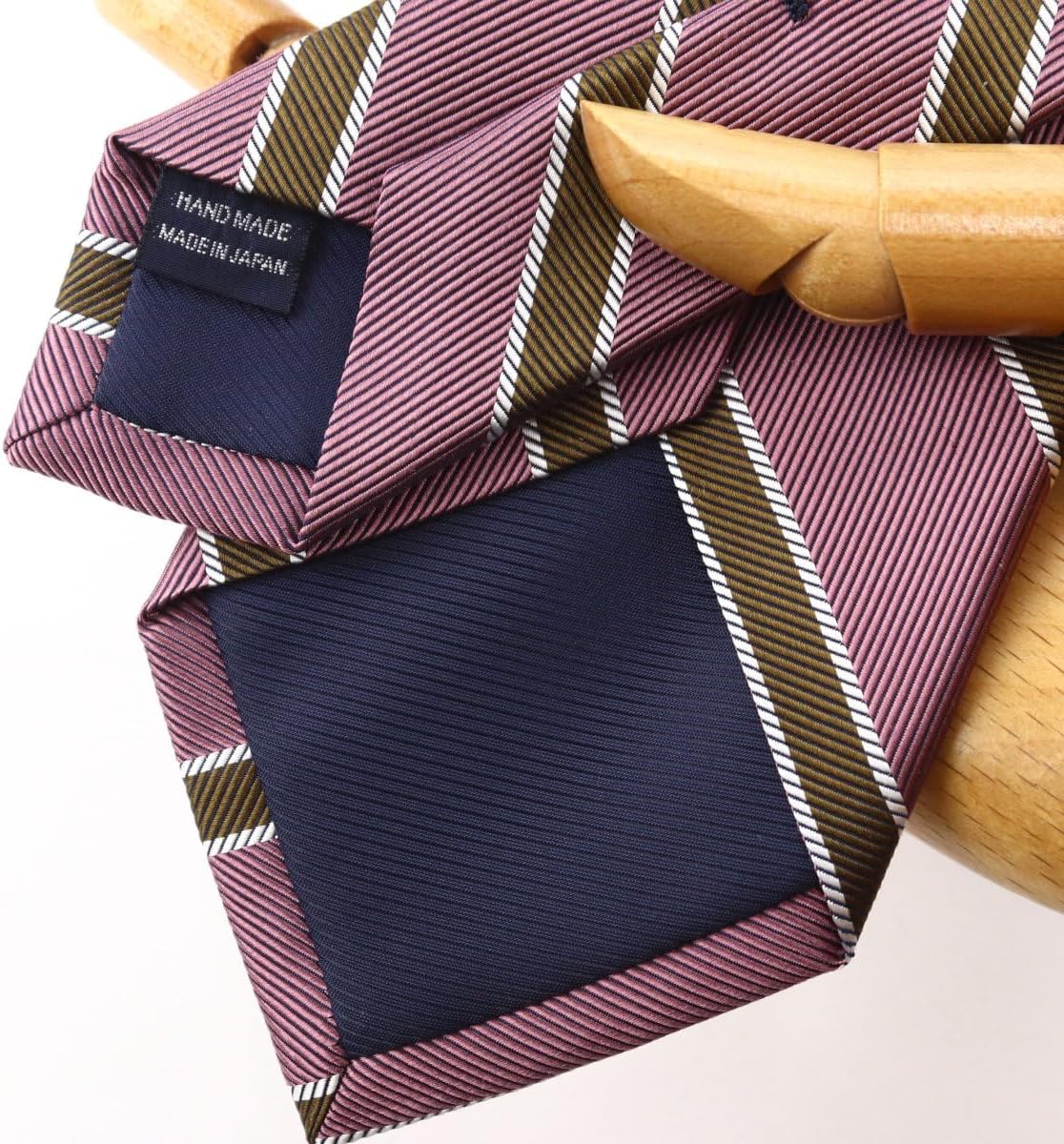 [フェアファクス] ネクタイ ストライプ スモーキー ピンク シルク100% 日本製 メンズ ビジネス ブランド