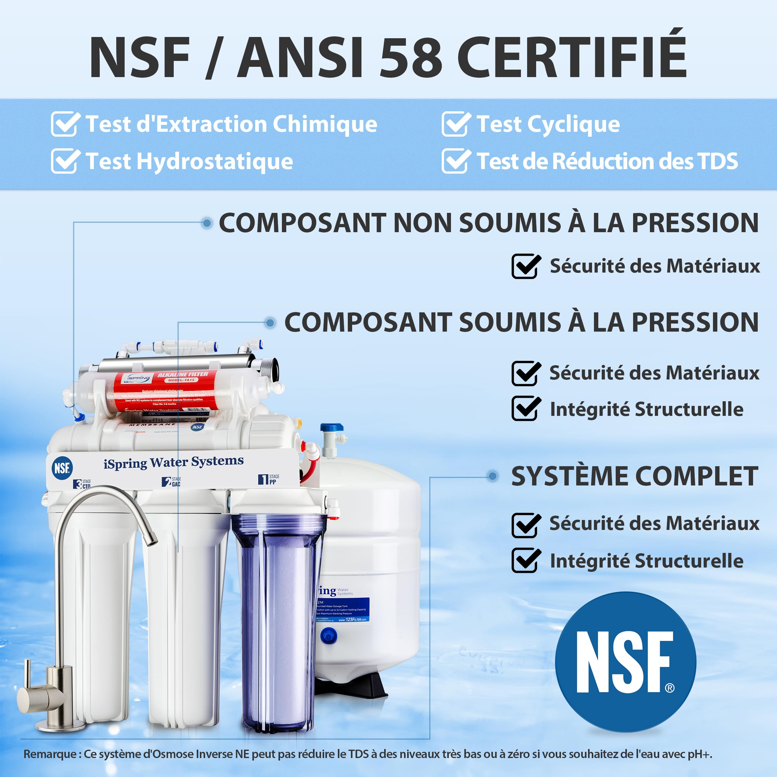 iSpring RCC7AK-UV Sistema de Filtración de Agua Potable por Ósmosis Inversa de 7 Etapas Bajo el Fregadero + iSpring F10KU Juego de Filtros de Repuesto para 1 Año Certificado NSF
