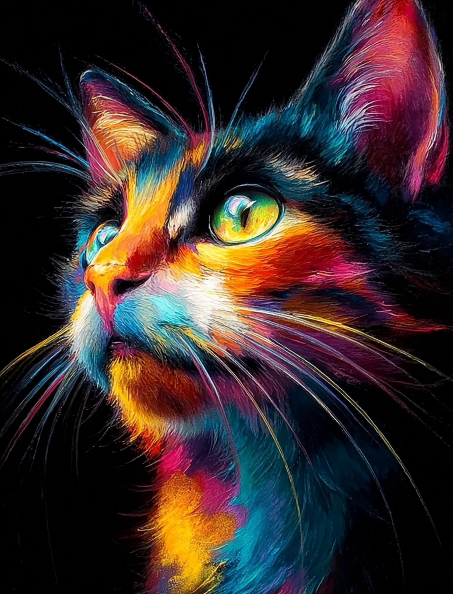 WANGWANGMIAO Paint by Numbers for Adult,Rainbow Cat DIY Canvas Oil Painting Kit for with Paintbrushes Acrylic Pigment Drawing Paintwork 16x20inch，with Frame