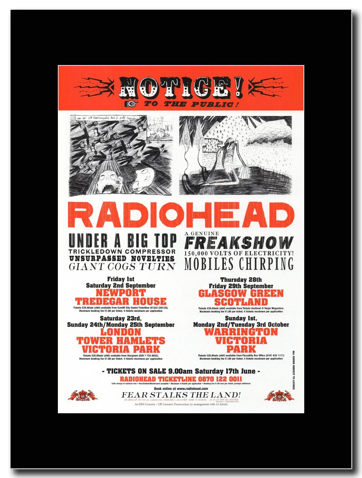 gasolinerainbows - Radiohead - UK Tour Dates 2000 - Matted Mounted