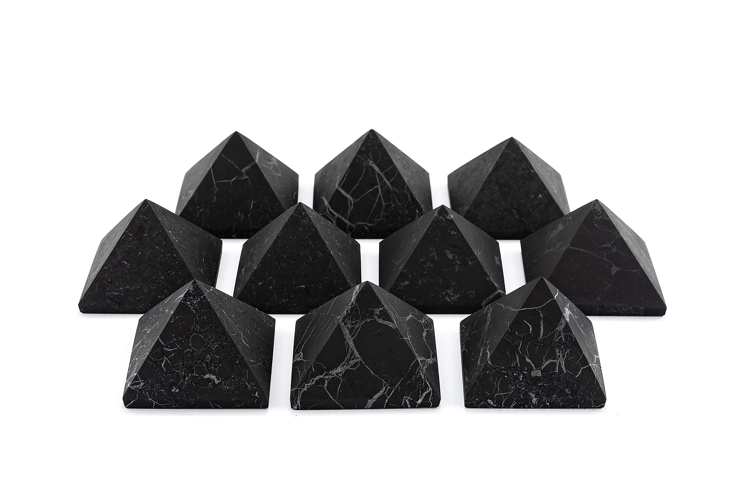KASHU - Shungite Piramide Non Lucida | Pietra preziosa e curativa originaria della Carelia - Protezione Radiazioni Cellulare e EMF - 10 x 4 cm