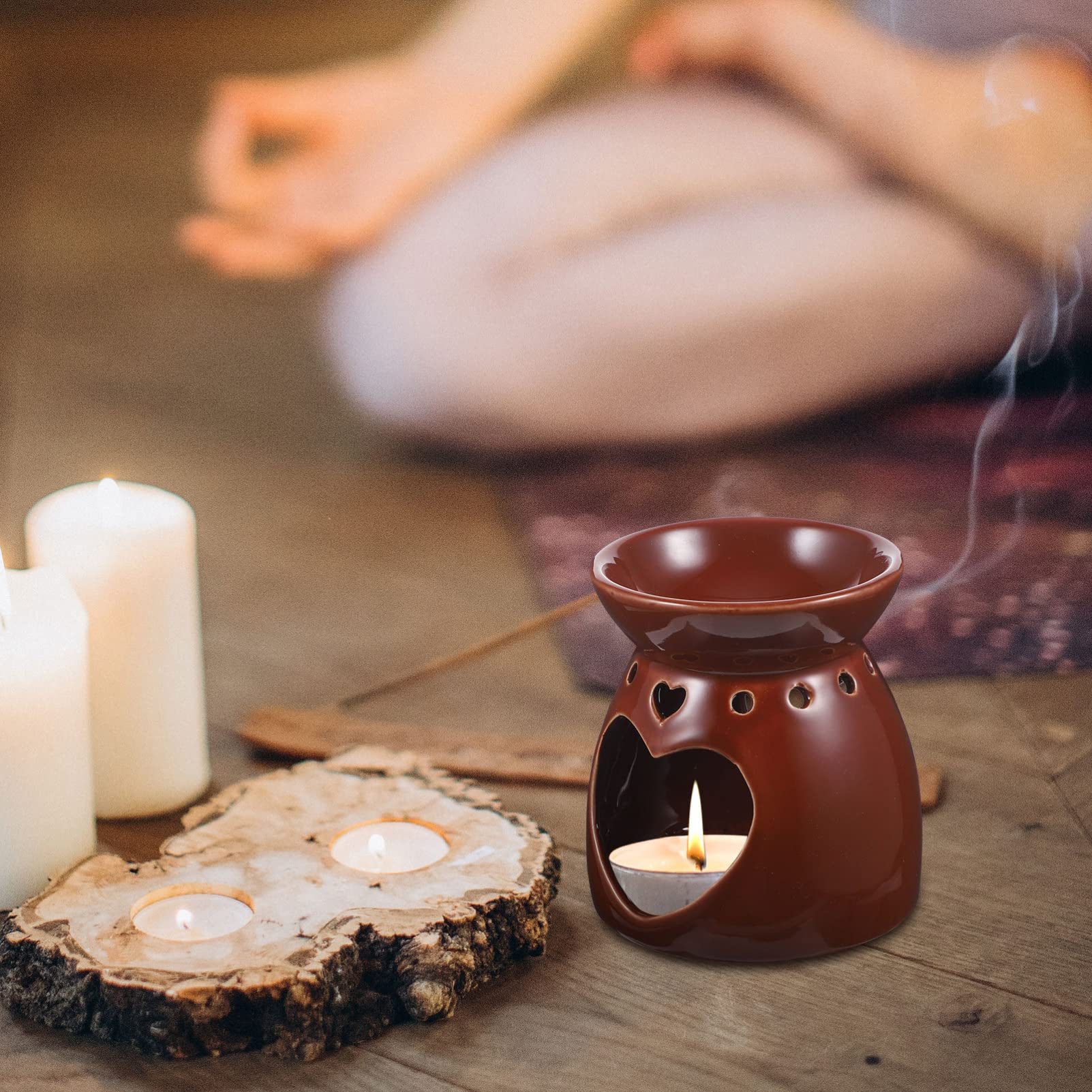 GLEAVI Diffusor Für Aromatherapie Keramik-räuchergefäß Für Ätherische Öle Kleiner Ölbrenner Aromatherapie-ofen Für Haushalt Dekoratives Räuchergefäß