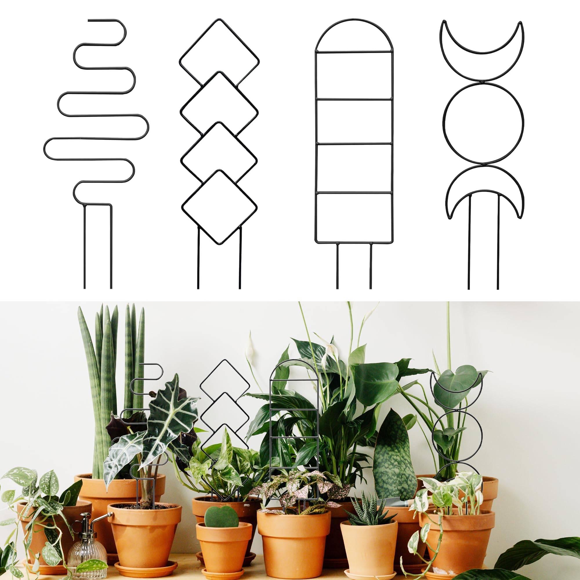 Supvox® 4Pcs Creeper Plant Support Decorative - Metal Plant Support Sticks - Trellis for Climbing Plants Upright- Climbing Trellis for Plant Pots - Outdoor/Indoor Vines Plant Trellis for Flower Pots (B0D113WYM7) Amazon Price History, Amazon Price Tracker