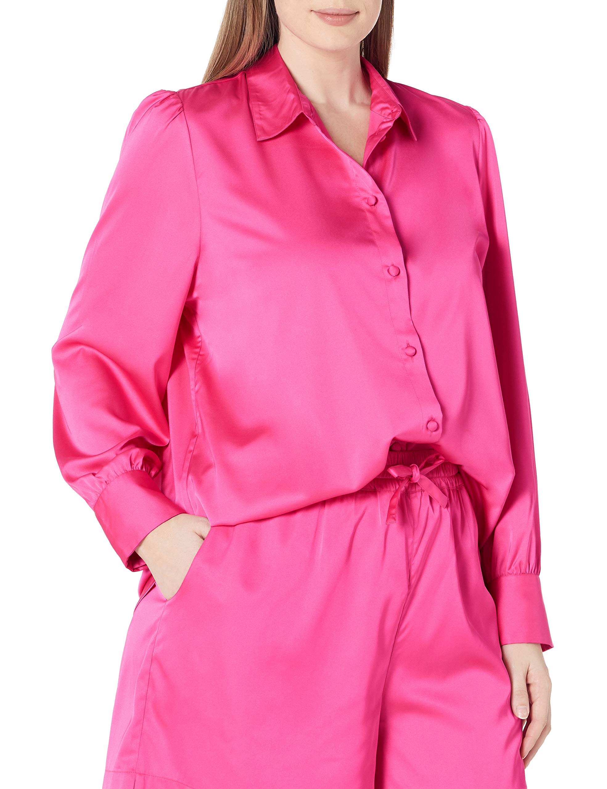 The Drop Women's @Lucyswhims Long-Sleeve Button-Down Stretch Satin Shirt
