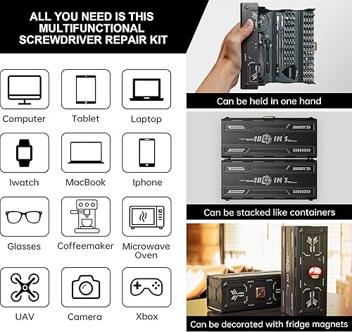Miniatura 2 de Precision Ratchet Screwdriver Set with Case, JAKEMY 180 in 1 Computer Screwdriver Tool, Compact Tool Set, Screwdriver Repair Kit for Laptop, iPhone,