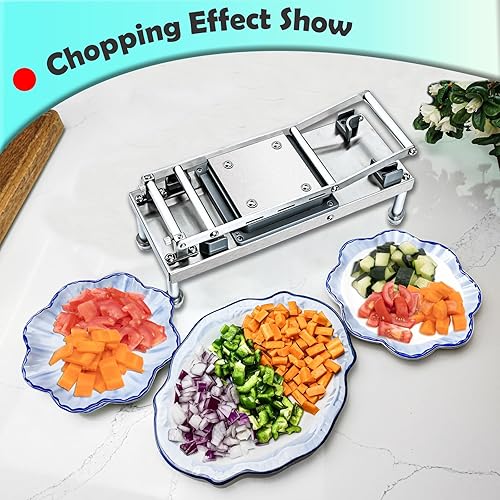 Miniatura 2 de Picador de verduras de acero inoxidable con 4 cuchillas, picador profesional de alimentos con recipiente, picador de cebolla para ensalada de 4