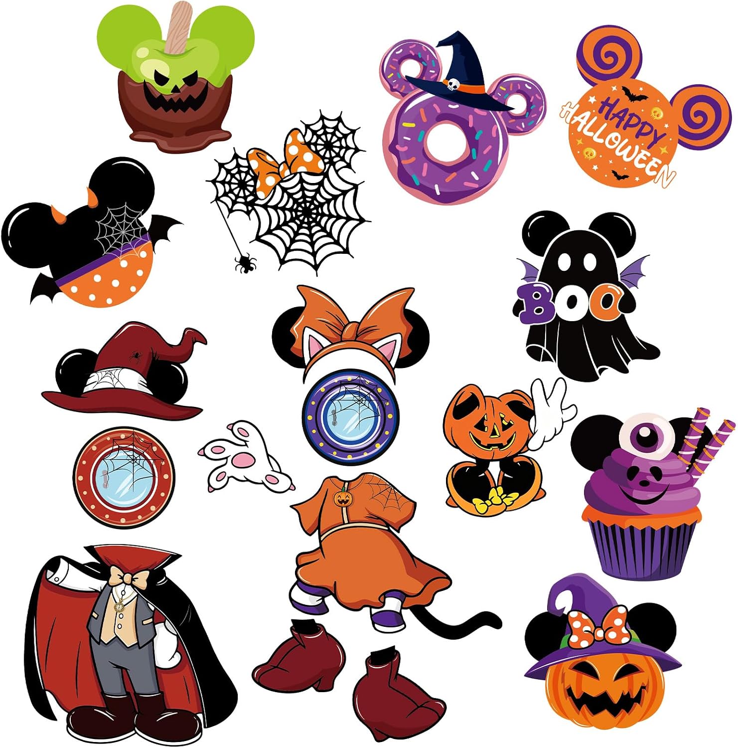 Halloween Cruise Door Magnets Decorations - 24 Pcs Mouse Magnet Stickers, Cute Funny Pumpkin Bats Spider Magnetic Accessories for Cabin Ship Carnival Party Supplies Holiday Stateroom Refrigerator