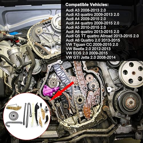 Vista 7 de 9-4201S 94201S Kit de cadena de distribución con piñón tensor guía de cadena compatible con LaCrosse Regal Chevy Equinox HHR Malibu GMC Terrain