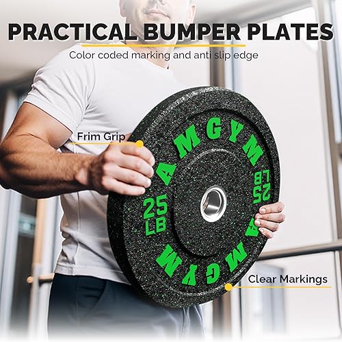 Miniatura 5 de Juego de placas de parachoques con motas de colores, placas de pesas estándar de 2 pulgadas, pesas de alto rebote y bajo ruido sin olor para