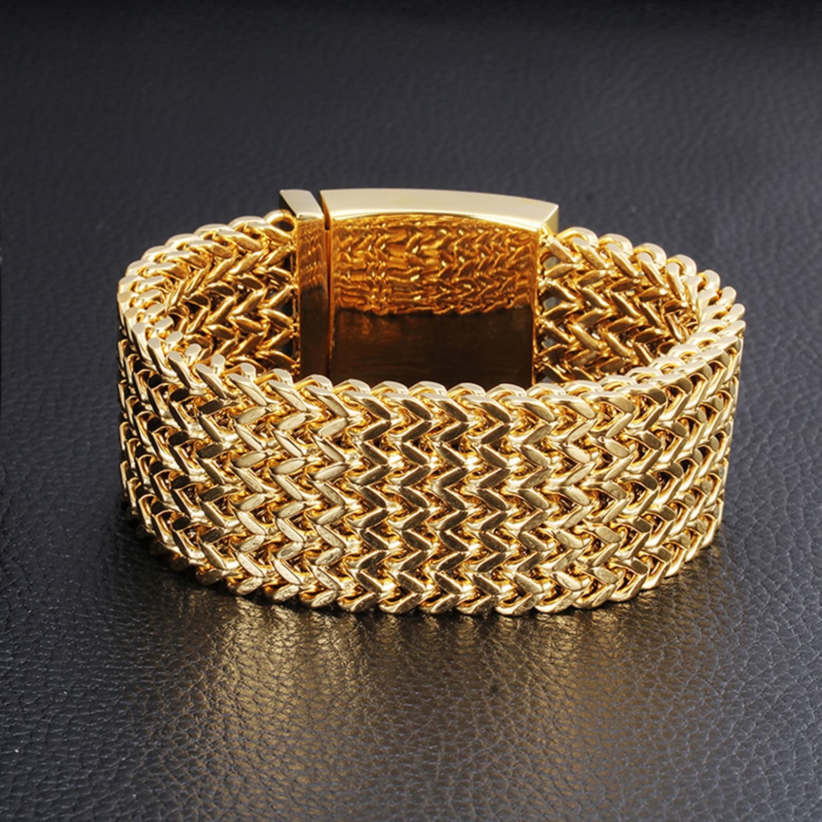 Armkette Herren in Edelstahl, Glieder Link Weizenkette Manschettenarmband Unisex Kette personalisiert Klassische, Geschenk für Ihn
