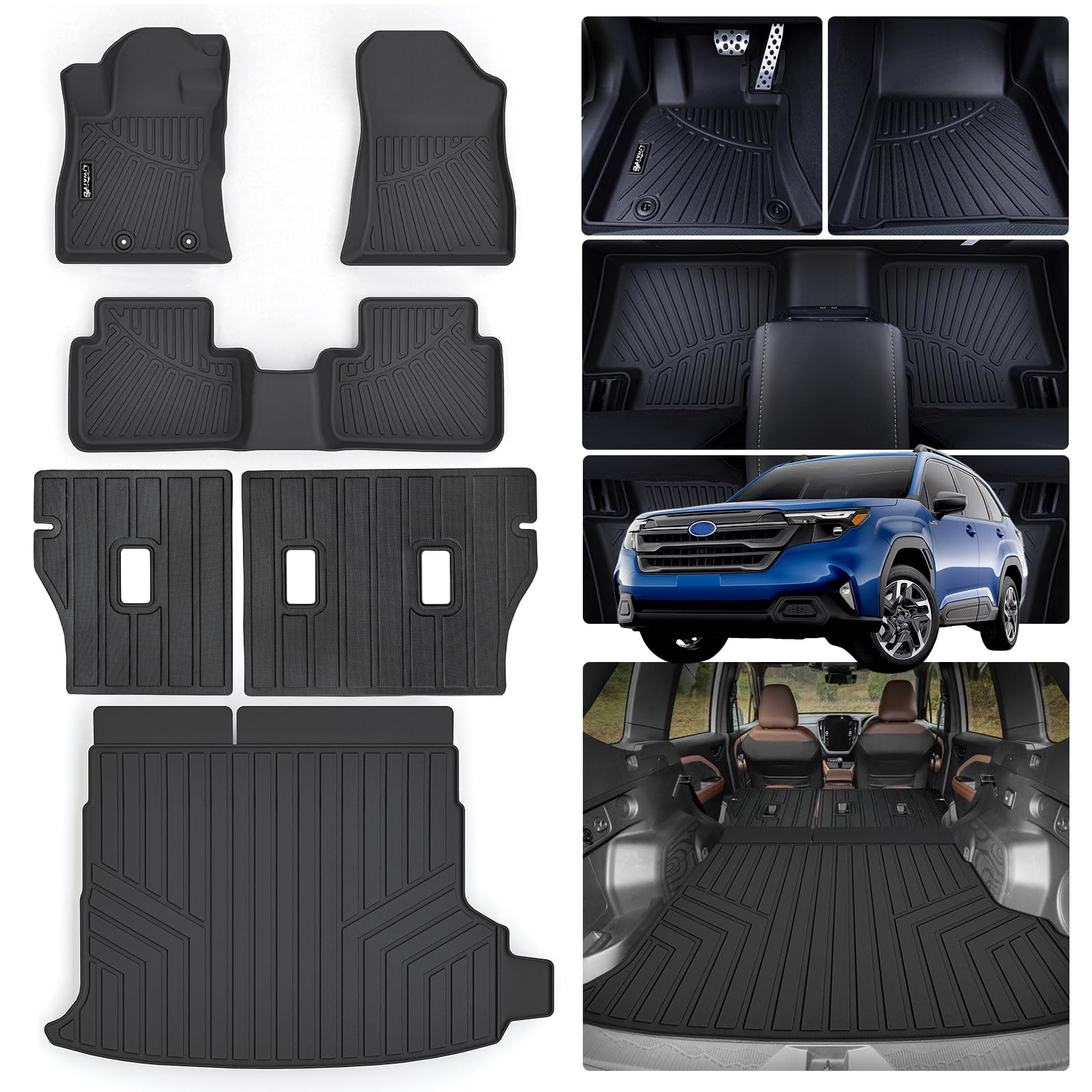 LJWAITO Floor Liners & Cargo Liners & Backrest Mat for 2016-2025 2026 Dodge Durango 6 Seats-2 Row Bucket Seat，TPE All Weather Protection Car Floor Mats with Trunk Mat Covering The Backrest — view 20