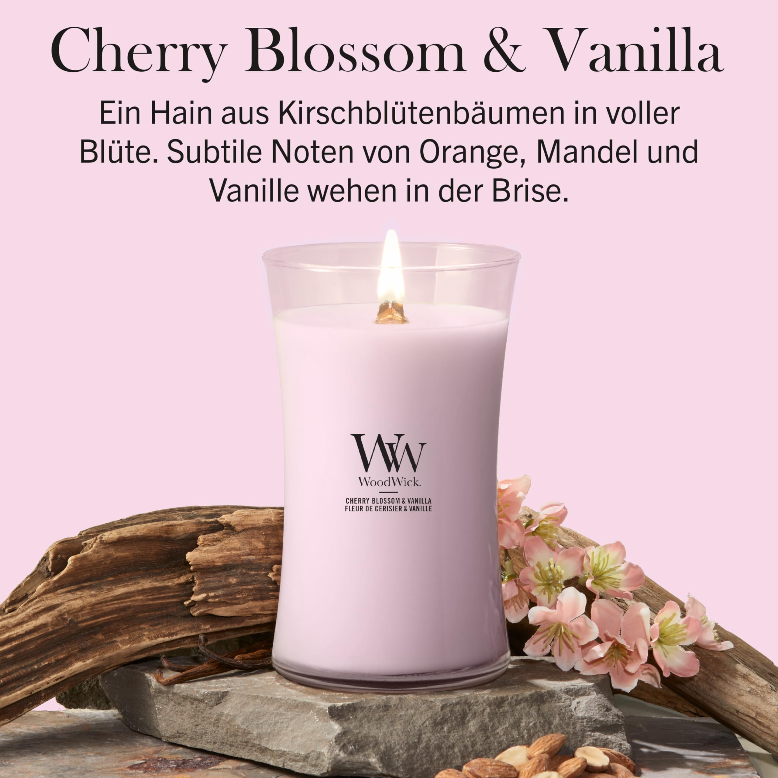 WoodWick Duftkerze | Große Hourglass-Kerze | Cherry Blossom & Vanilla | Perfekte Geschenke für Frauen