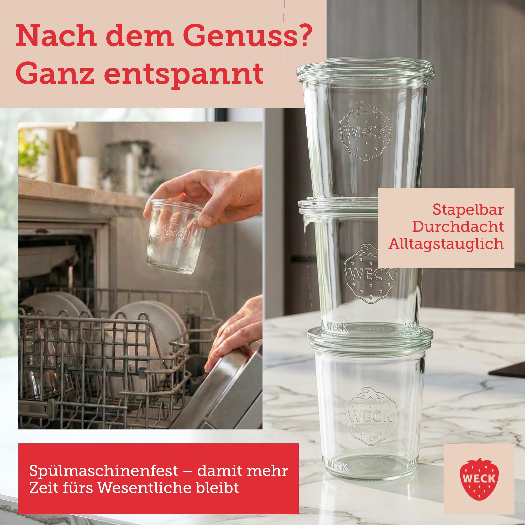 Weck Gläser 115ml – 12er Set mit Deckeln – Sturzform – robuste, stapelbare Dessertgläser, Einkoch- & Einmachgläser – klein – Weckglas ideal für Nachtisch – Made in Germany Küche, Haushalt & Wohnen