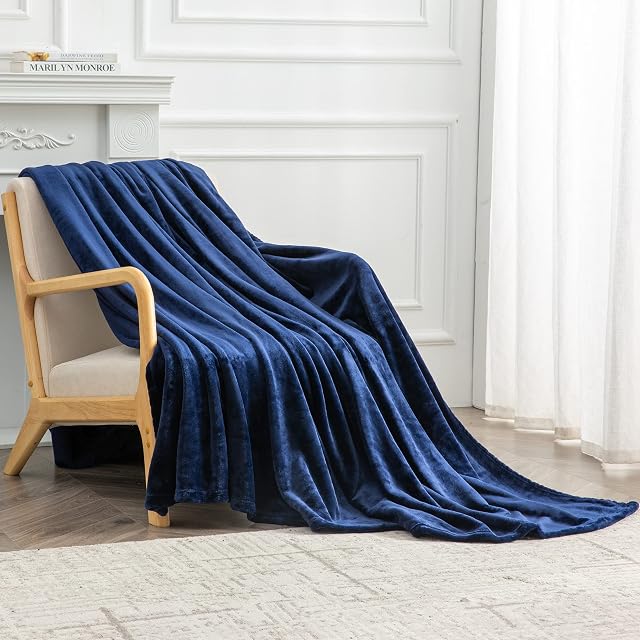 softan Fleece Blanket large Bed Throws fluffy and warm Soft flannel throws for sofas, Bedroom, Travel, camping, navy blue 150x200cm