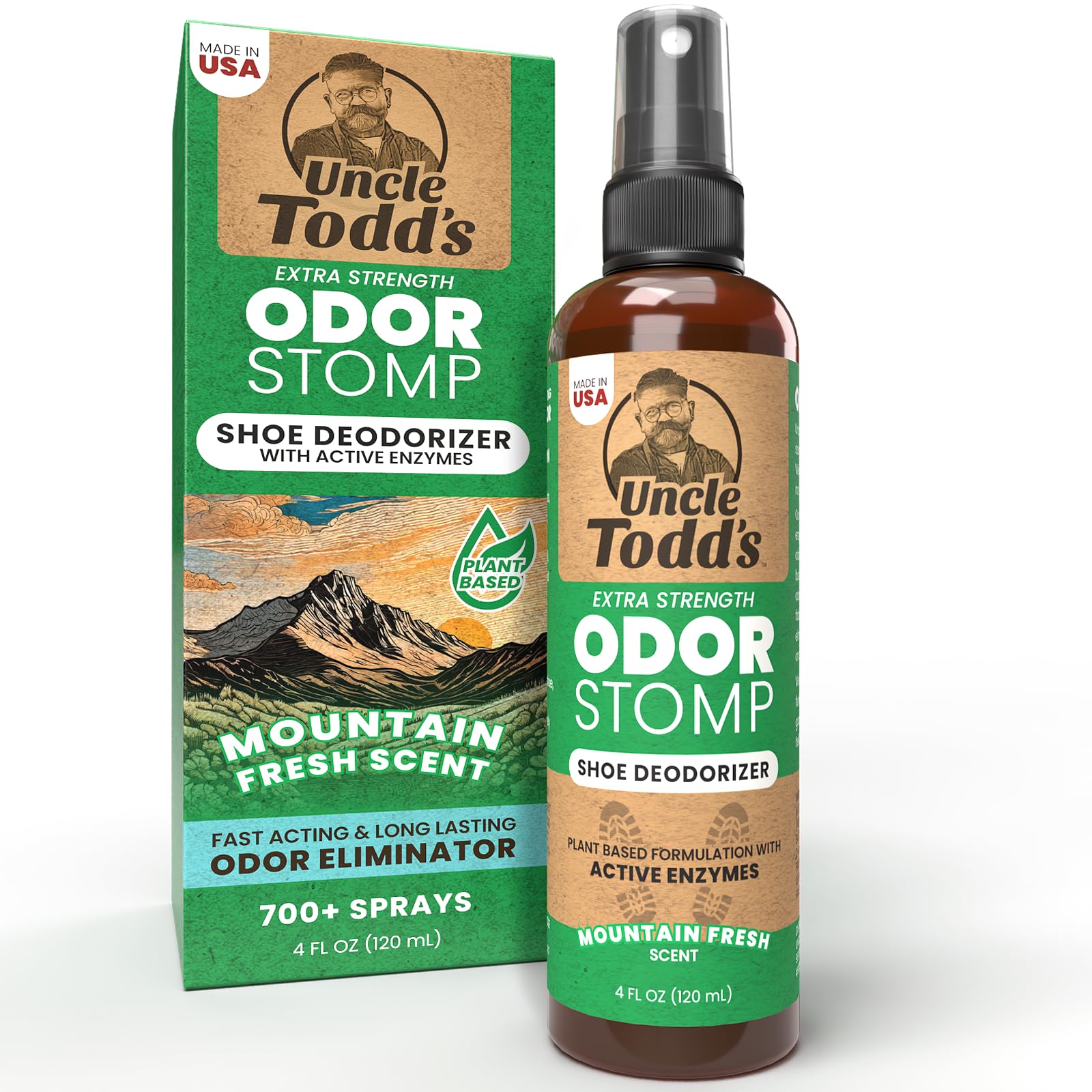 Uncle Todd'sShoe Deodorizer Spray - Proven & Powerful Enzyme Formula Spray for Shoe Odor Elimination in All Footwear (Mountain Fresh)