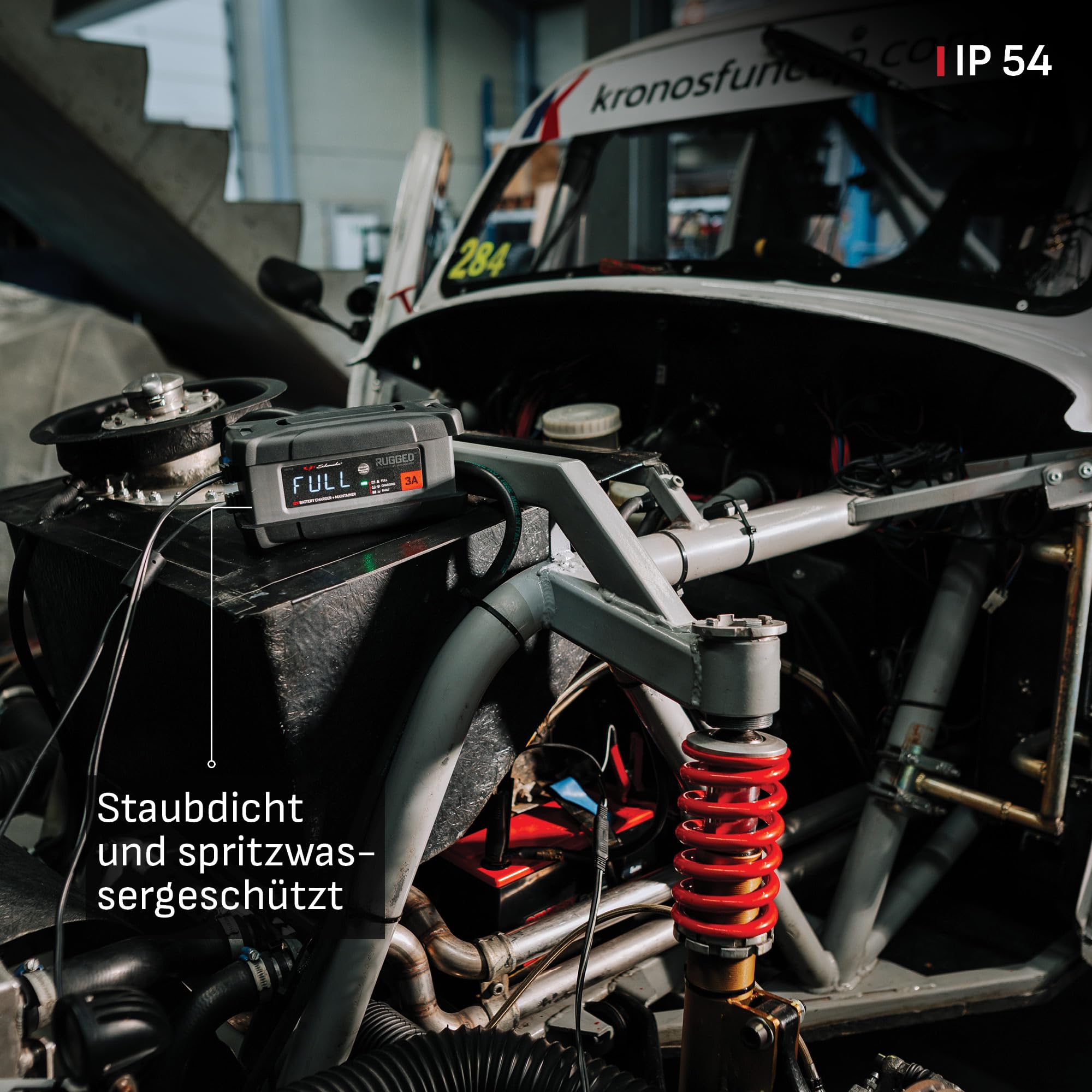 Schumacher Rugged SPX 458 Automatisches und intelligentes Lade- und Erhaltungsgerät 12V, 3A - für Motorrad, Auto, Boot, Jetski, Quad, Rasenmäher, Minitraktor - Schutzart IP54 (Staub und Feuchtigkeit)