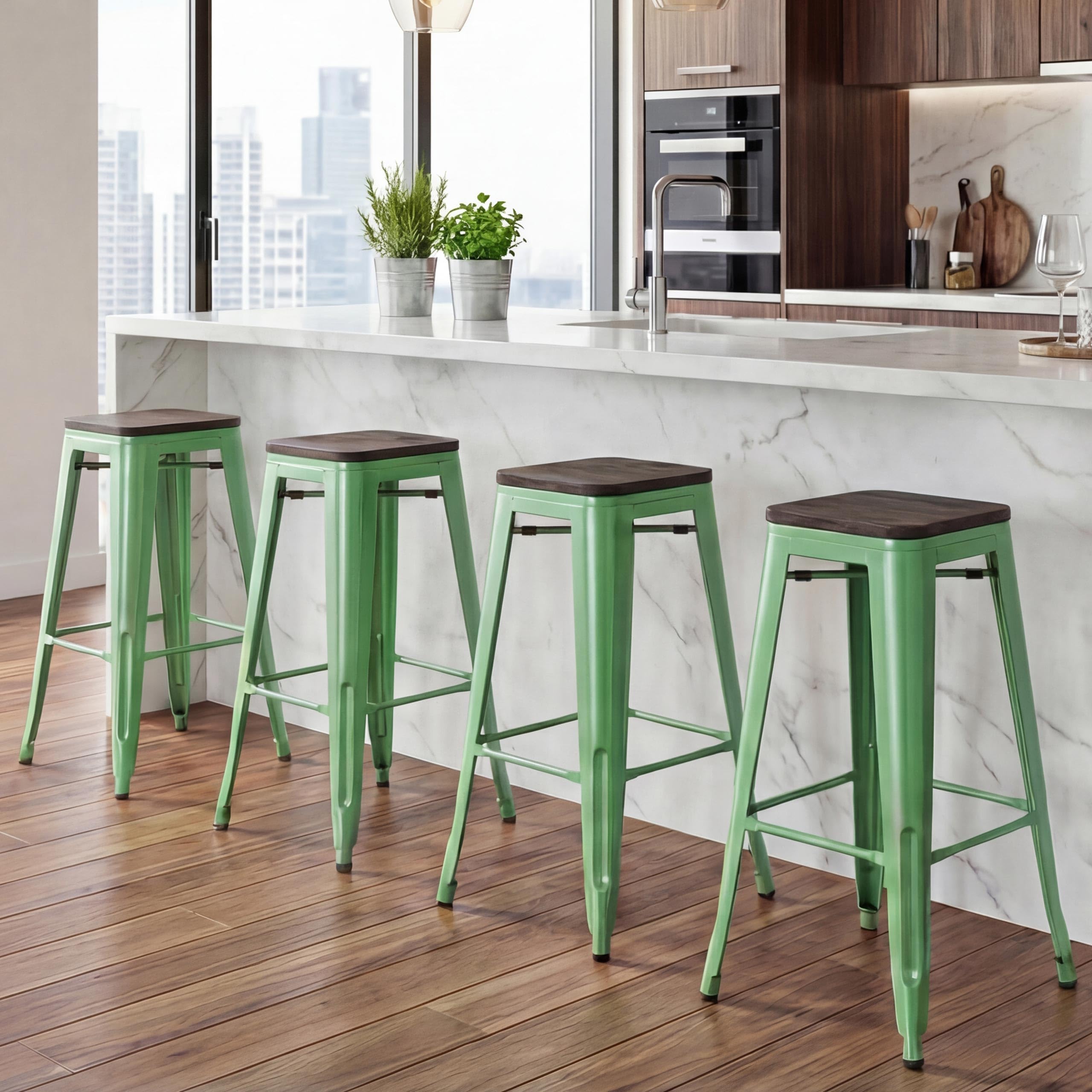 Set De Taburetes Metálicos Con Mesa Alta De Diseño Estilo Tolix