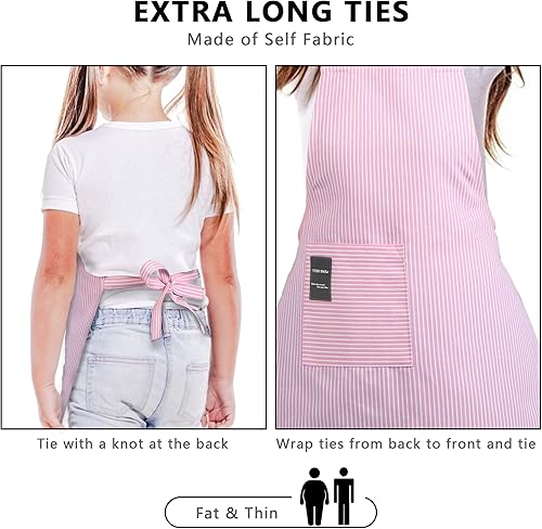 Miniatura 4 de Delantal de algodón ajustable con bolsillo, para niños de 2 a 5 años, para niños y niñas