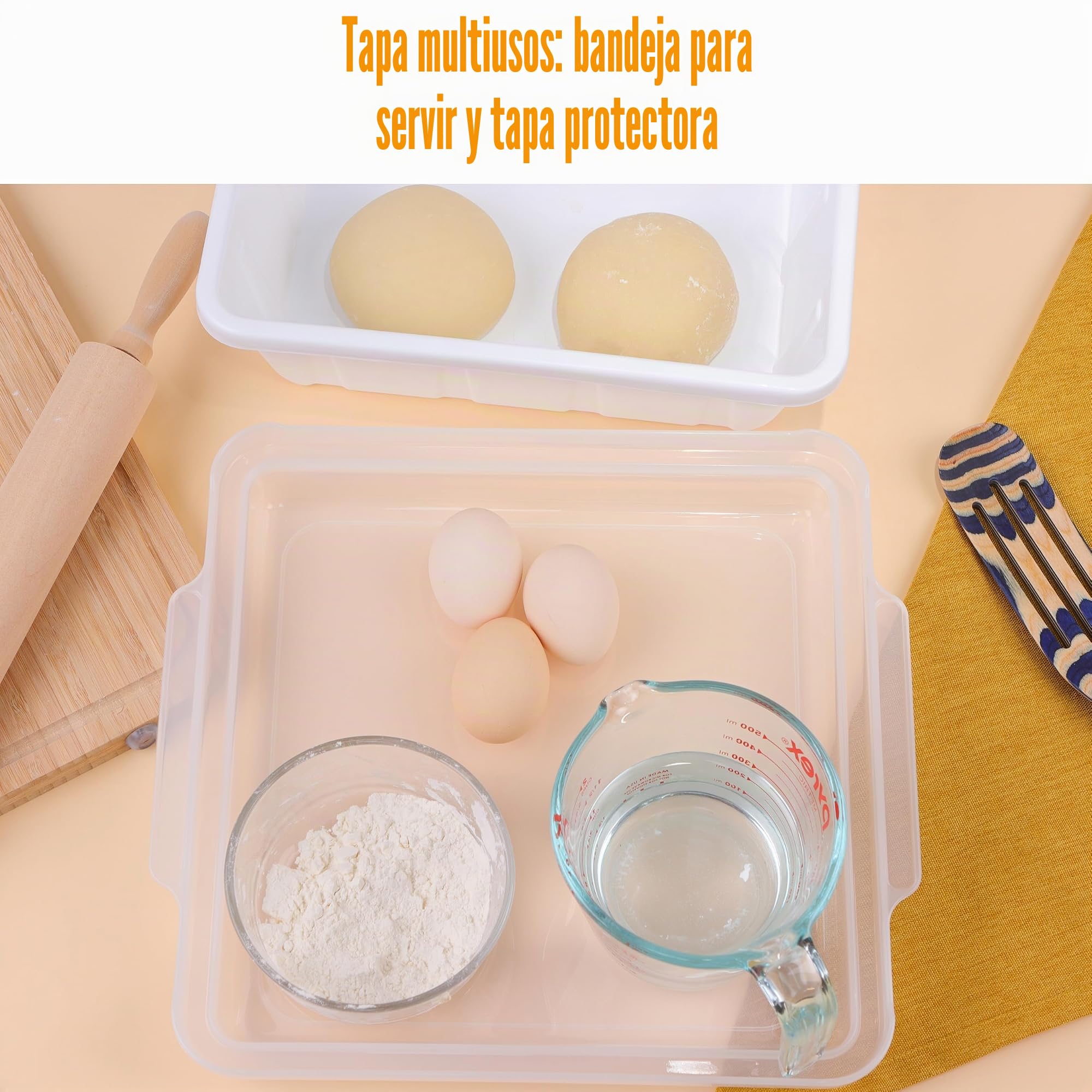 LUVCOSY 2 Cajas para Masa de Pizza con Tapa, fermentadora de masa，caja de fermentación para pizza，30 x 30 x 9 cm, Blanco