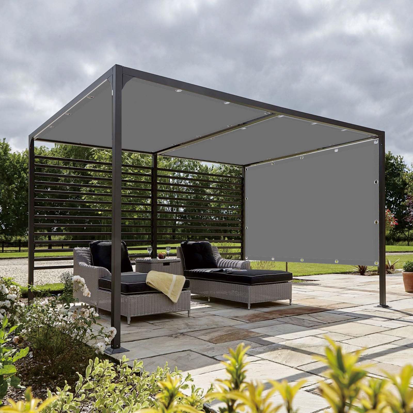 Protection solaire voile d'ombrage gris anti-UV et imperméable