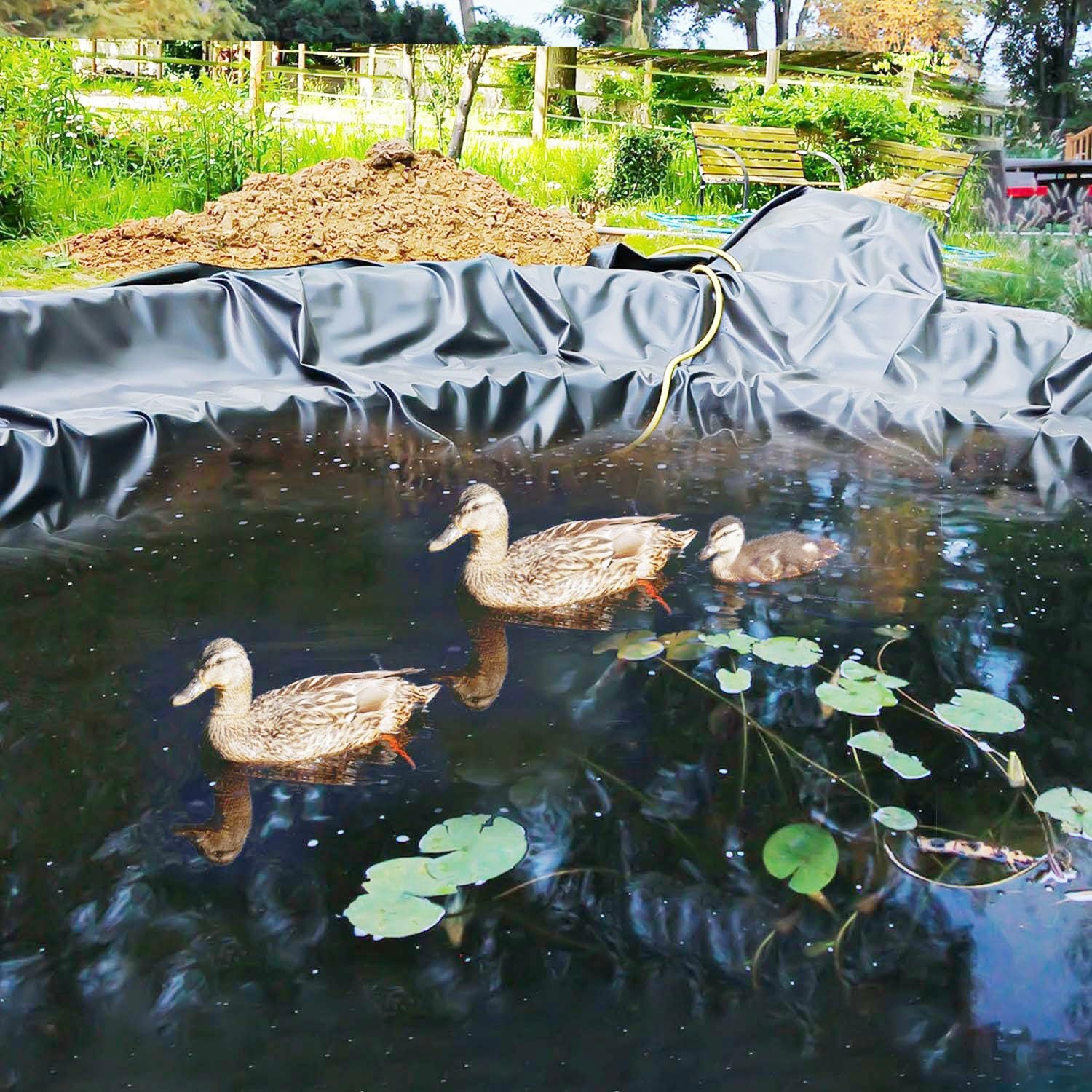 1x2.0m 3x4.0m 6x7.0m Telo per Laghetto Grande Rivestimento per Laghetti, Telo per Laghetto da Giardino, flessibile Fodera Per Laghetto, per cascate, ruscelli ed edifici, Resistente ai raggi UV Nero(9x