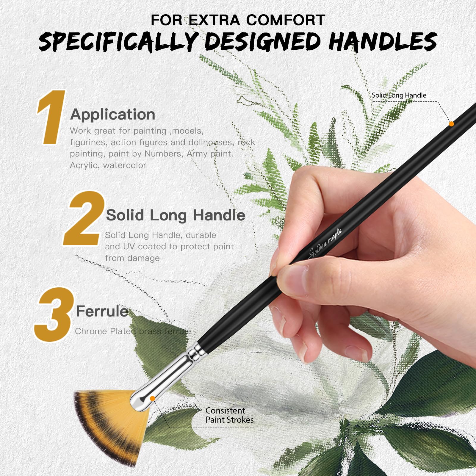 Ensemble De Pinceaux En éventail - YOSOO - Lot De 3 - Poils Souples