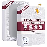 Utopia Bedding Coprimaterasso Matrimoniale Impermeabile 160 x 200 x 30 cm (Confezione da 2)