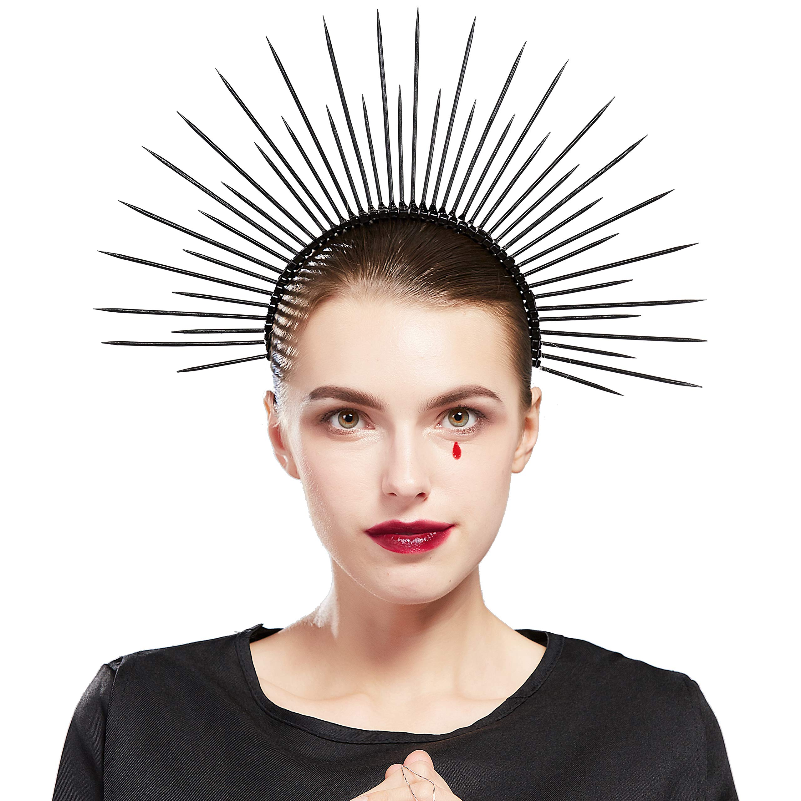 Fantherin Mary Halo Crown Headband Spiked Halo Crown Sunburst Goddess Headpiece for Cosplay Halloween Costume Party