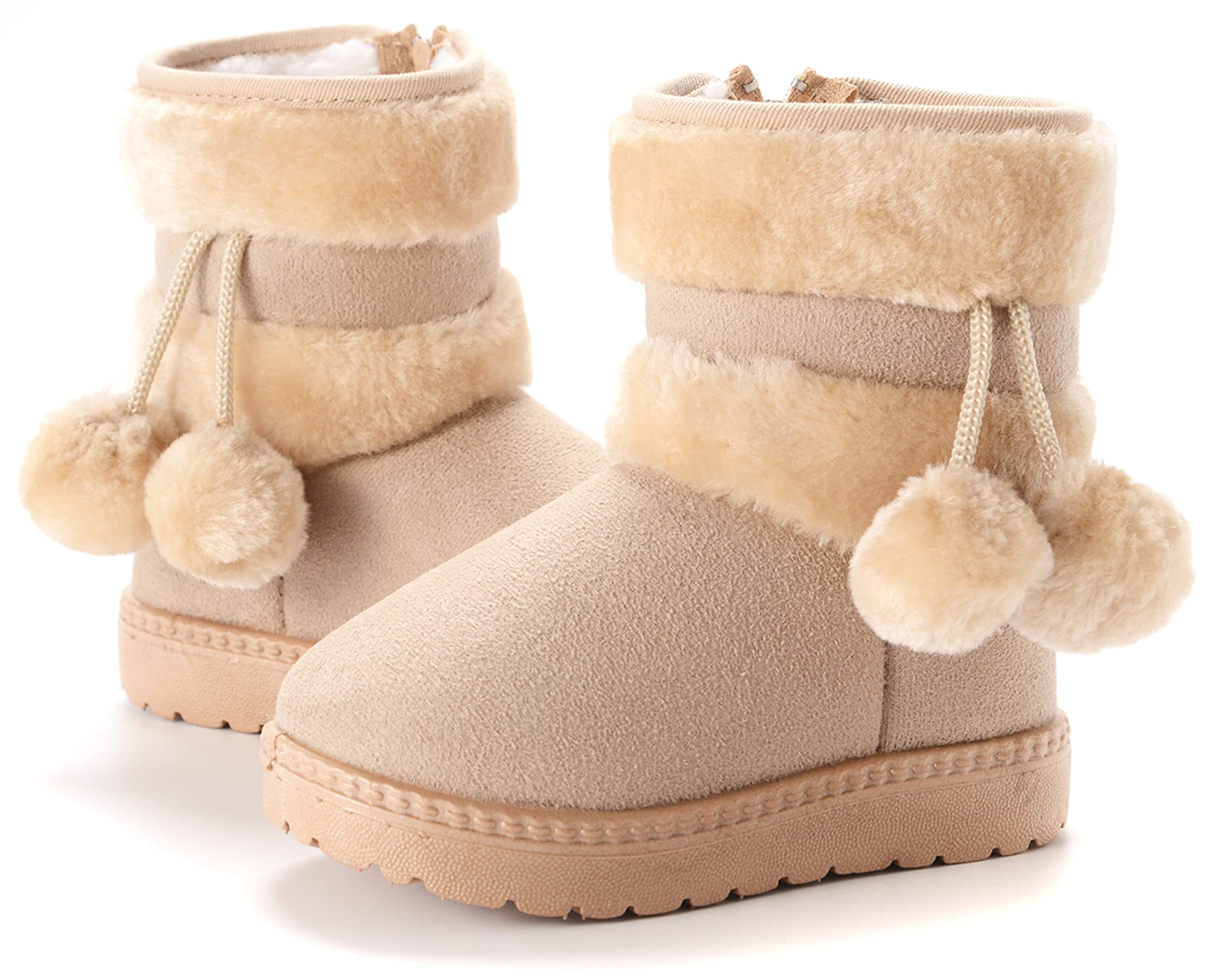 Filles Bottes de Neige Antidérapant Sole Souple Bottes d'hiver Bébé Fourrure Doublé Antidérapant Chaud Bottines / 152 Beige 20 EU = Étiquette 21