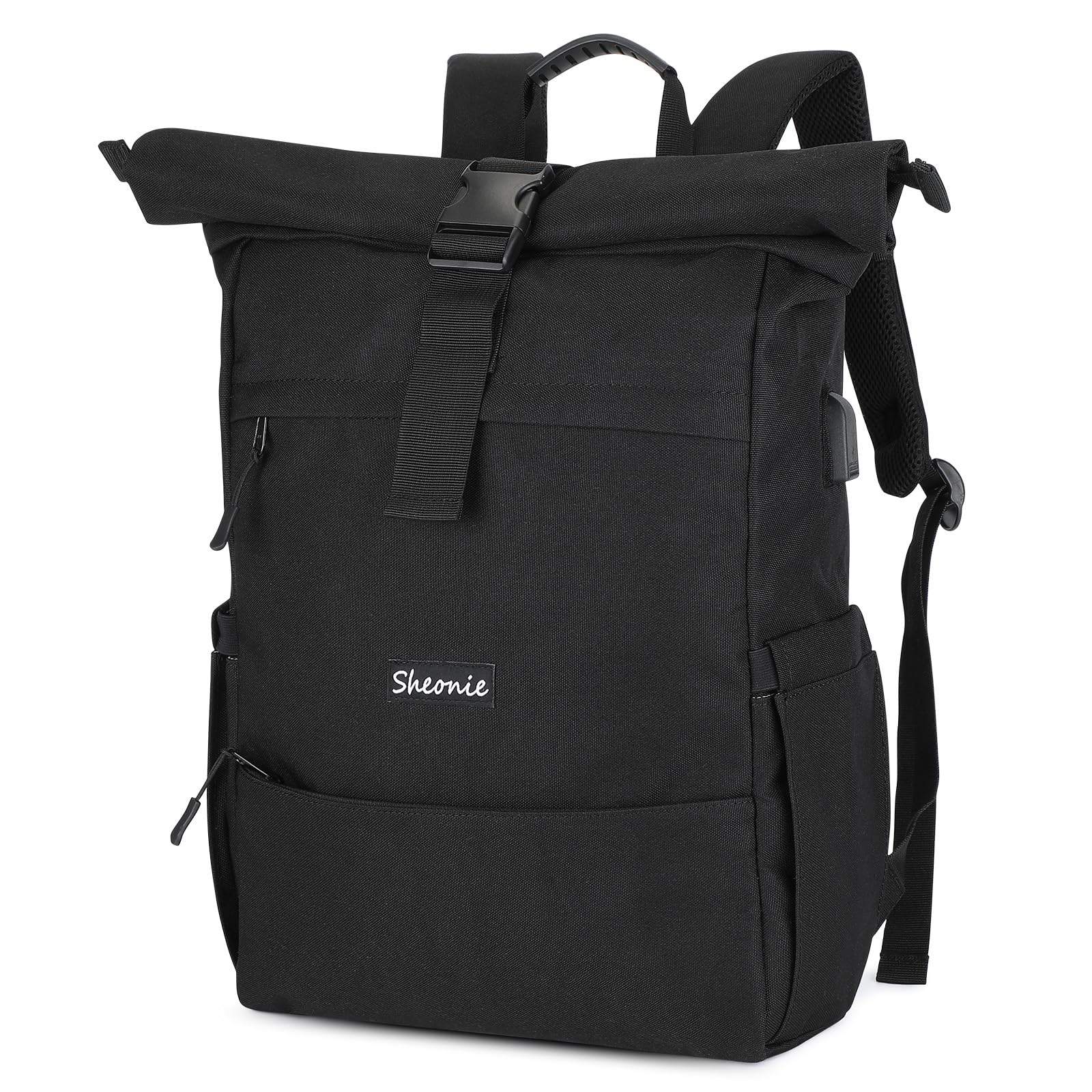 Sac à Dos Roll-Top Étanche Homme & Femmes, Sac Imperméable pour Ordinateur Portable 15,6 Pouces, Backpack Extensible pour Travail Loisirs Voyage École
