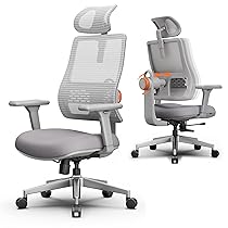 Newtral MAGICH003 Sedia Ufficio Ergonomica Lombare, Sedia Scrivania Poltrona Ergonomica con Braccioli Regolabile, Ergonomic Office Chair Oscillazione a 96-126° (MAGICH003, Grigio)