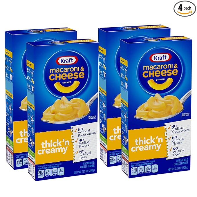 Kraft Macroni and Cheese Dinner, Thick'n Creamy Pack of 4, x 206 g