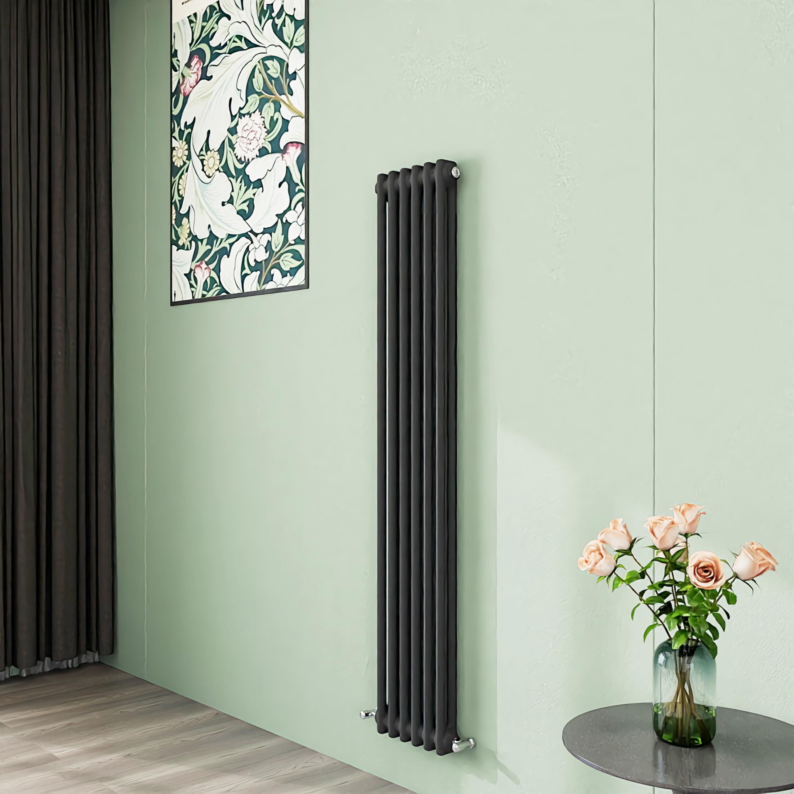 Simple Bathroom 1500×290mm Traditional Radiators Anthracite Vertical Cast Iron Style Radiator Double Column Design