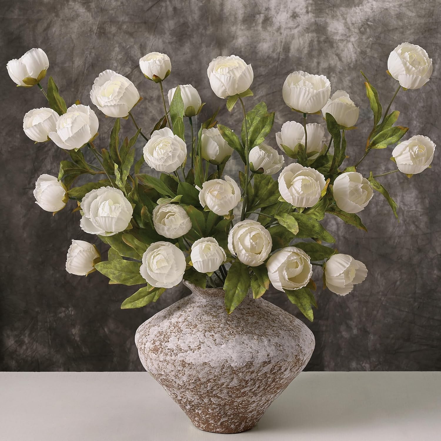 Waipfaru 6 Pcs Faux Peonies Artificial Flowers for Vase, 27" Fake Silk Peonies Flowers for Wedding, Vase Filler White Flowers for DIY Bouquets Centerpieces Bridal Shower Office Decor