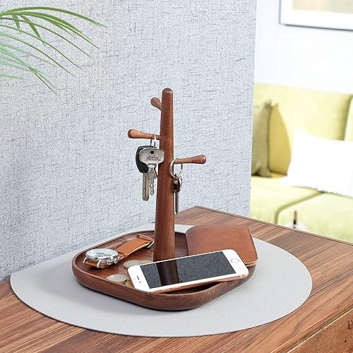 Miniatura 2 de "Generic" C-Joy CJWKS01-WN - Llavero de madera hecho a mano, organizador decorativo de madera, organizador colgante para llaves de joyería (nogal)