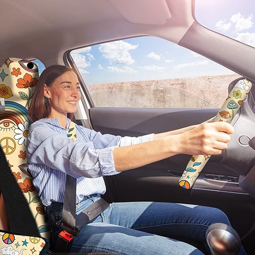 Miniatura 9 de Juego completo de 10 fundas de asiento de automóvil con estrella de luna, accesorios de automóvil para mujer, funda de asiento delantero, funda para