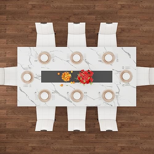 Miniatura 8 de Mesa de comedor de 78 pulgadas para 6, 7, 8 personas, mesa de cocina rectangular de madera con mesa impermeable, mesas de comedor con patas