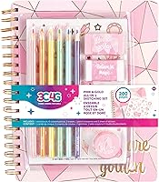 Vista 1 de Make it Real 3C4G- Pink & Gold All-in-1 Sketchbook Set - Unlined Diary, Journal & Sketchbook for Kids - Includes Pencils, Stickers & More - Perfect