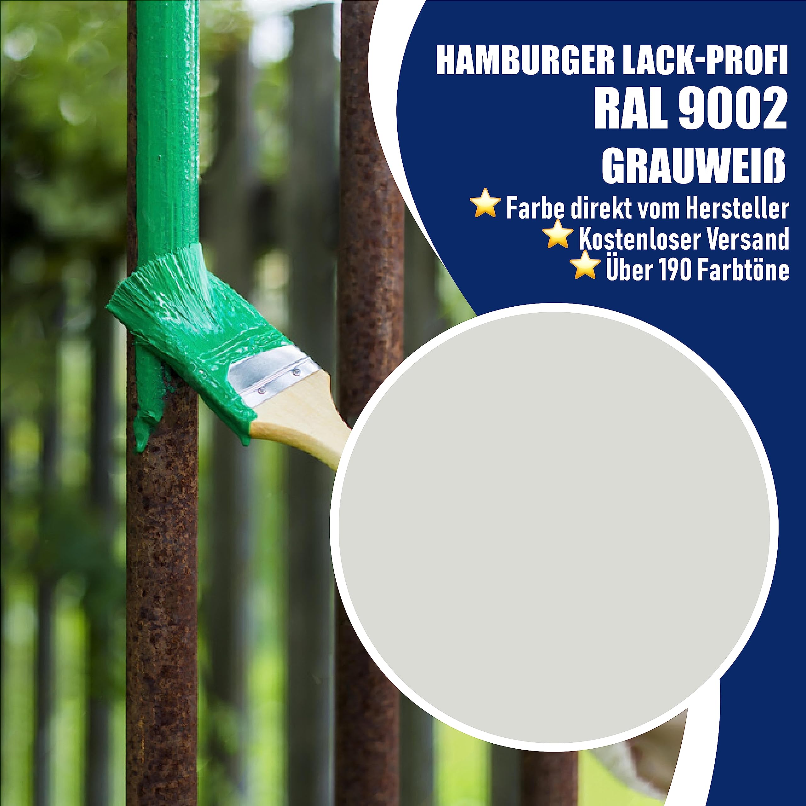 Metallschutzlack MATT Grauweiß RAL 9002 Weiß Metallschutzfarbe Metalllack Metallfarbe // Hamburger Lack-Profi (2,5 L)