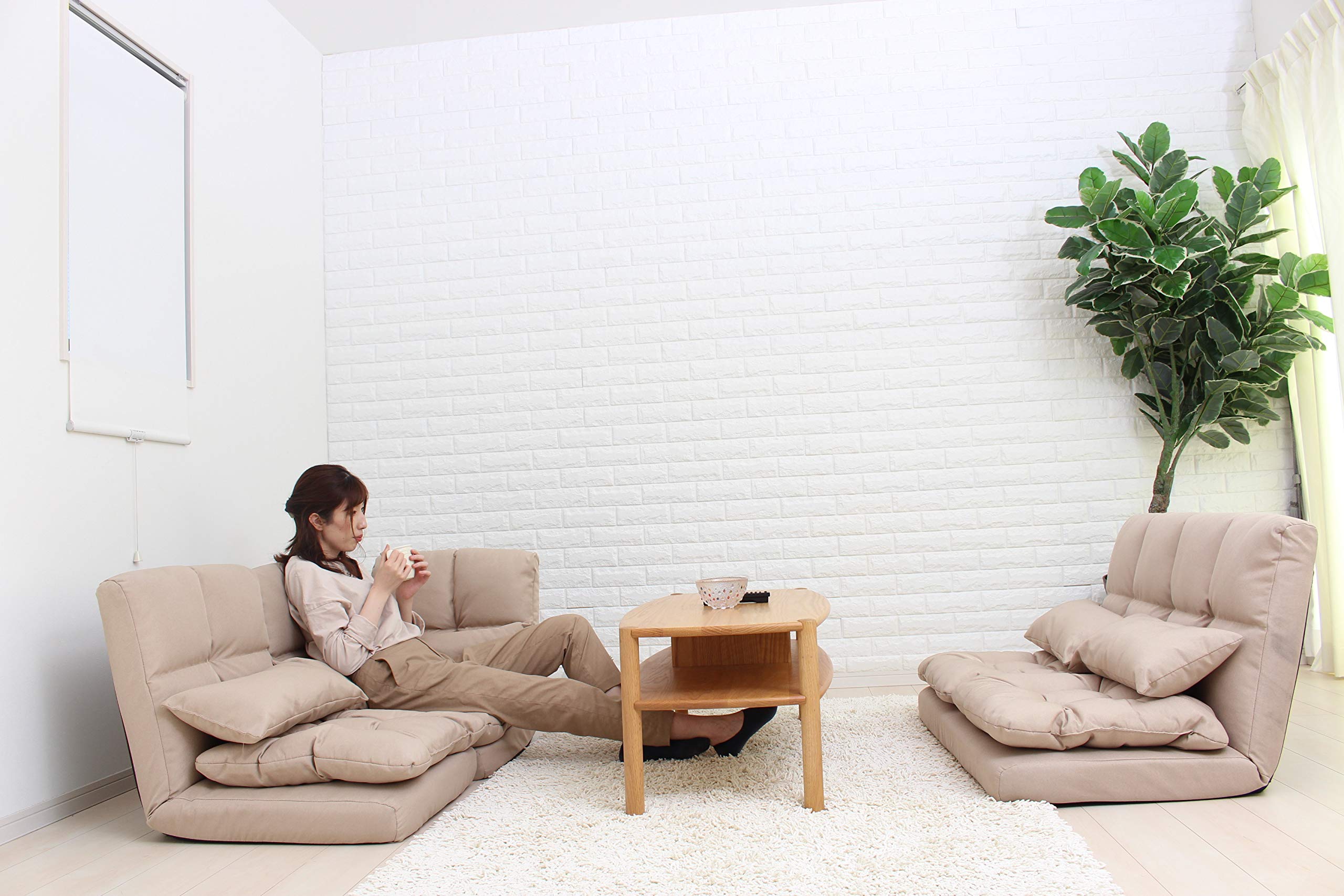 Amazon.co.jp: コーナーソファ クッション付き 3点セット ネイビー