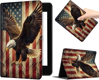 Case for 6" Kindle Paperwhite 10th Gen, 2018 Release, Bald Eagle | PU Leather Folio Cover, Soft TPU Shell, Auto Sleep/Wake, Adjustable Stand, Magnetic Closure and Lightweight Protection