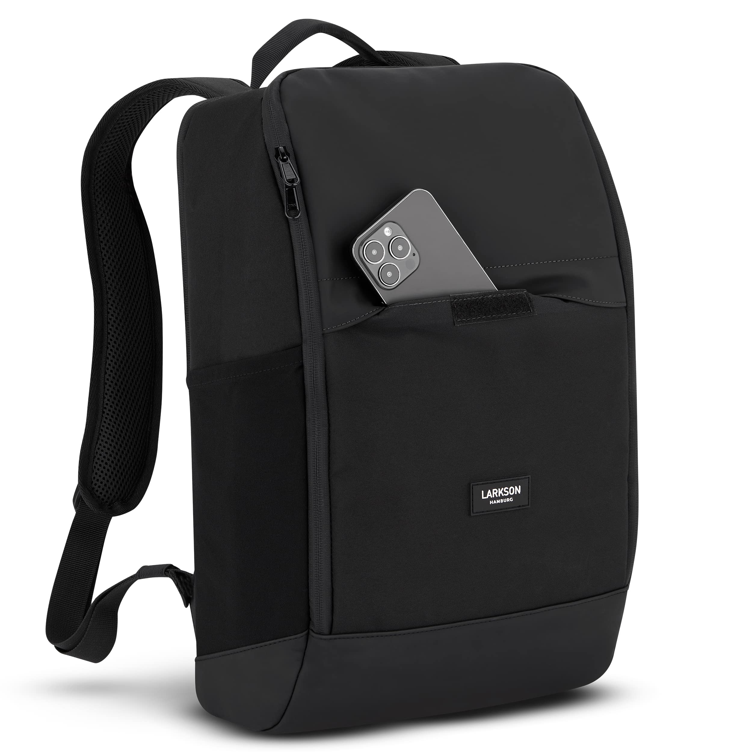 LARKSON Zaino per PC Donna e Uomo Nero - Niklas - Borsa per Computer portatile per Viaggi Lavoro e Scuola - Zainetto Antifurto - Leggero e Impermeabile