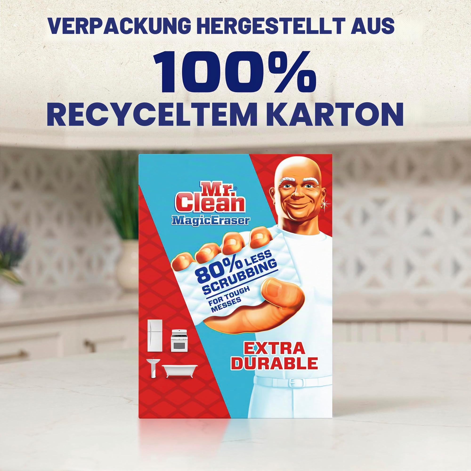 Mr. Clean Magischer Radiergummi, extra langlebig, Mehrzweck-Reiniger, Schuh, Badezimmer, Dusche und Autofenster und Windschutzscheibenreiniger, Reinigungspads, 10 Stück